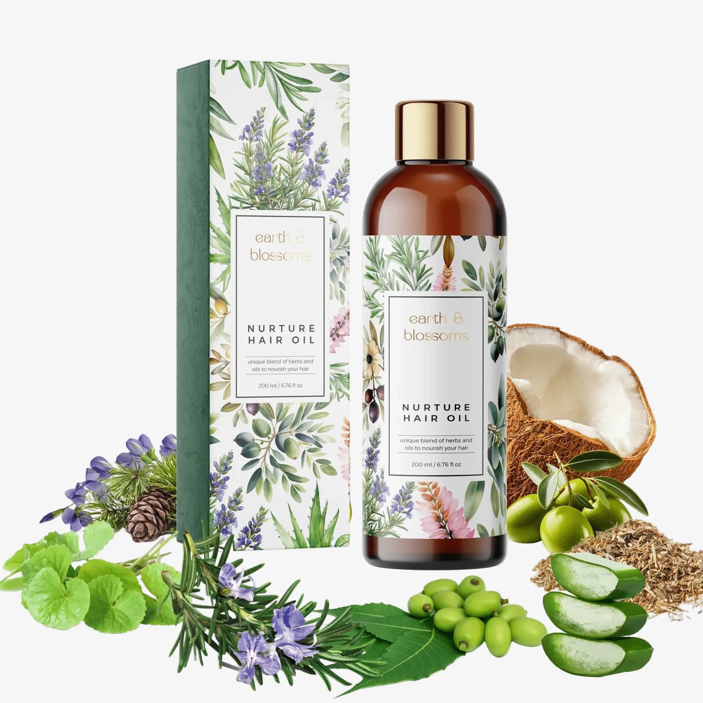 Nurture Hair Oil (2 Pack) – A 100% Natural Blend for Stronger, Healthier Hair - 200ml - earth & blossoms