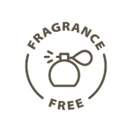 Fragrance free label with a perfume bottle icon on a white background