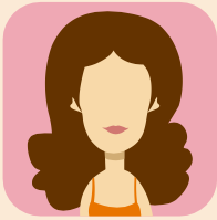 Illustration of a woman with brown hair on a pink background